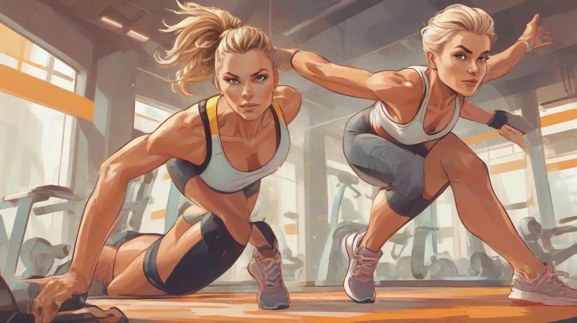 Ilustracja Ewy Chodakowskiej, znanej polskiej trenerki fitness, mówczyni motywacyjnej i autorki. Przedstawiona jako silna i inspirująca postać, ucieleśniająca determinację i zdrowy styl życia. Skupia się na jej energetycznej i motywującej obecności, uchwycając jej rolę jako mentorki w świecie fitnessu.