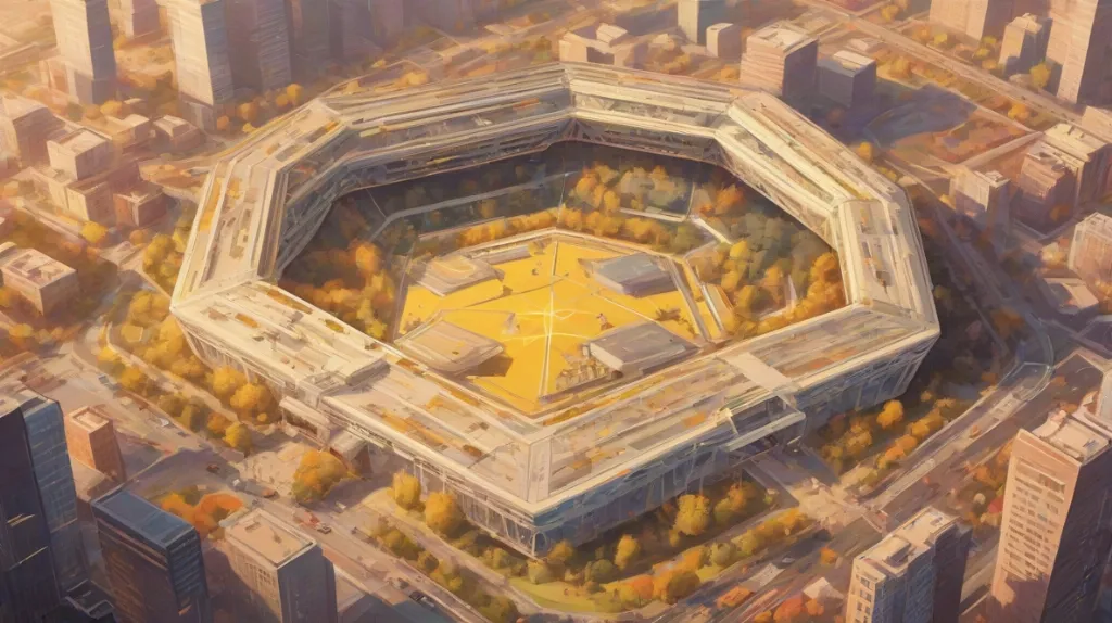 Ilustracja pięciokąta wyraźnie widocznego na pierwszym planie. Kształt geometryczny jest dobrze zdefiniowany i zajmuje większą część przestrzeni obrazu.